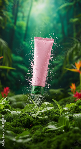 Advanced herbal skincare routine in professional aesthetic studio for skin barrier repair and intensive nourishment to solve dryness issues using concentrated tropical plant extracts