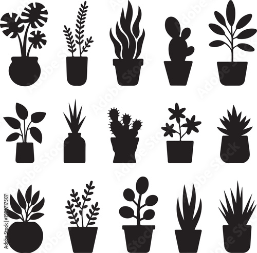 House plants silhouettes