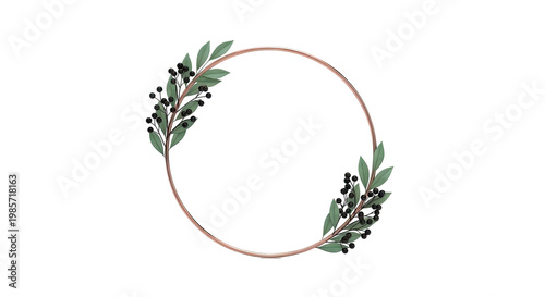 Rose gold ring with olive branches and berries