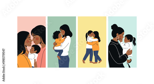 Four diverse professionals collaborating in a modern office setting with laptops and documents collaboration