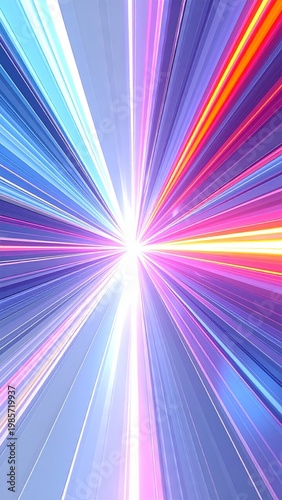 Abstract Light Streaks Exploding From Center In Blue Pink Orange Colors