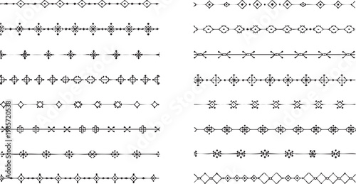 Decorative ethnic hand drawn borders ornate tribal dividers.