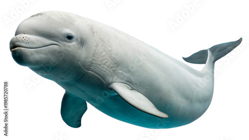Obraz na plátně Beluga whale swims isolated on transparent background cut out