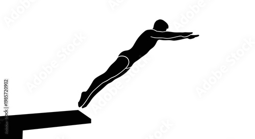 Man jumping off diving board.