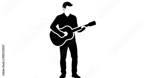 Man Playing Acoustic Guitar Silhouette.
