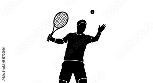 Man Playing Tennis Silhouette Sport.