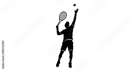 Man Playing Tennis Silhouette Sports.