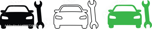 Car Service Icon Set Vector Illustration, Auto Repair Symbol Collection with Wrench, Vehicle Maintenance Design