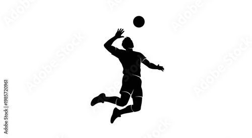 Man Playing Volleyball Silhouette.