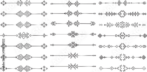 Ethnic tribal decorative line borders collection.