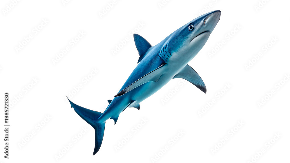 Fototapeta premium Shark swims isolated on transparent background cut out