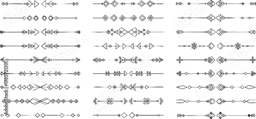 Ethnic arrow divider set with hand drawn borders.