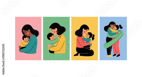 Four diverse women in colorful clothing holding smartphones woman communication technology