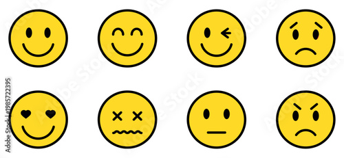 ニコちゃんマーク・スマイルマークのイラストアイコン黄色