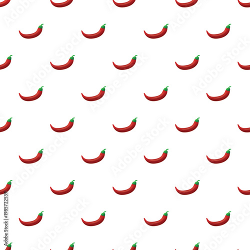 Repeating red chili peppers creating a spicy food background