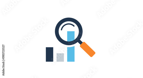 Data Analytics Search Vector Illustration, Business Performance Research Icon, Financial Statistics Growth Analysis Graphic Concept