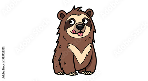 Cute Sun Bear Vector Illustration Featuring a Playful Cartoon Character with a Happy Expression Isolated on White Background for Childrens Design Projects