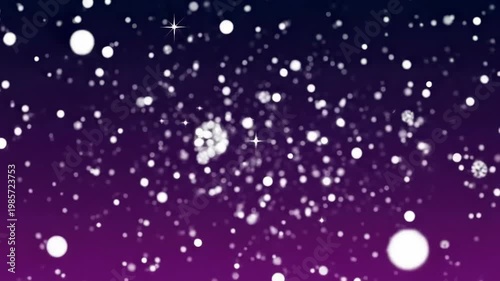 Abstract Glowing White Particles Falling on a Dark Purple Gradient Background - Winter Holiday Motion Graphics