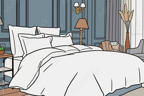 Elegant Modern Bedroom Interior with White Bedding