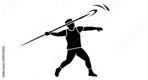 Man throwing javelin in motion.