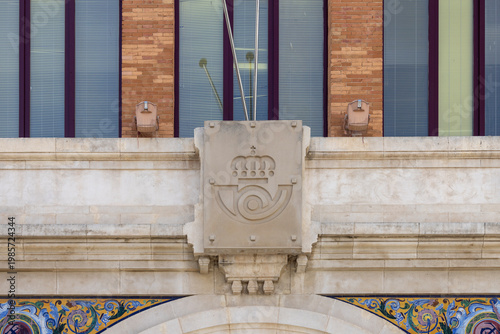 Decorative facade of modernist style Post office (Oficina de Correos), Cadiz, Spain, Andalusia