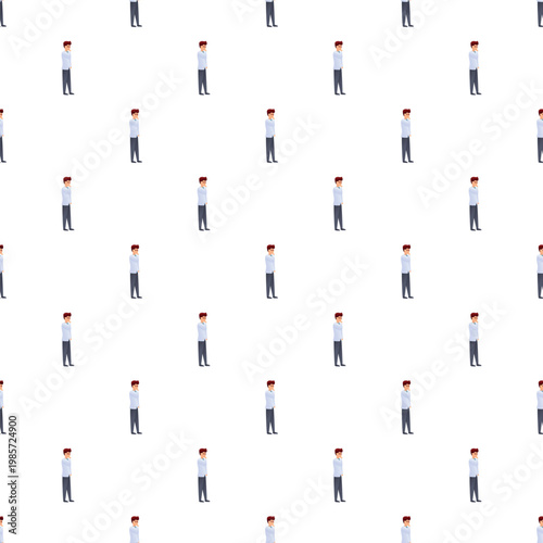 Cartoon man contemplating problem as a repeating seamless pattern
