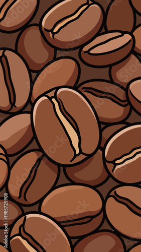 Seamless Pattern of Roasted Coffee Beans