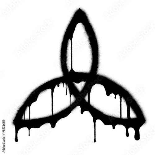 Trinity symbol - black graffiti dripping spray-paint texture - isolated with no background