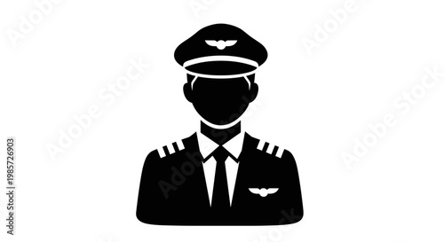 Pilot Uniform Silhouette Illustration.