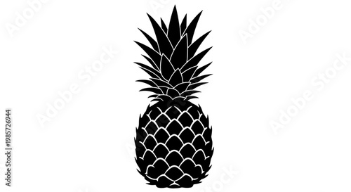 Pineapple Fruit Tropical Black White.