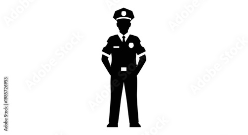 Police Officer Silhouette Standing.