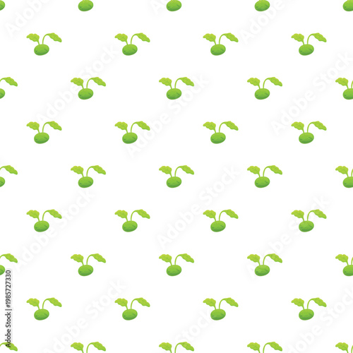 Cartoon green kohlrabi vegetables forming a repeating seamless pattern on white