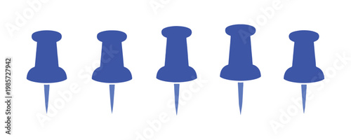 Push Pin Icons - Solid Design Set.