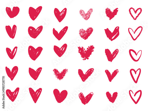 Heart Doodle Set Hand Drawn Love Symbol Valentine Sketch Romantic Decorative Elements Pack