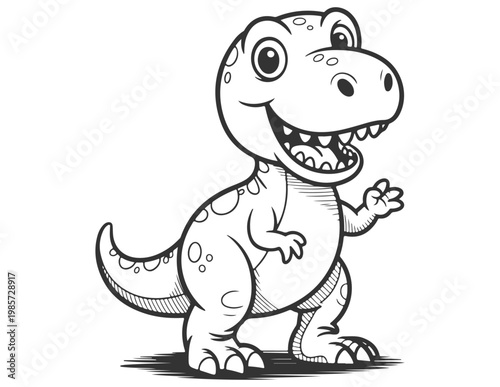 a cartoon t - rex dinosaur is standing in front of a white background