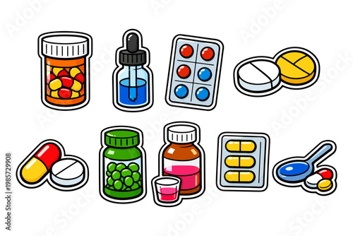 Colorful assortment of medicines and supplements in various forms and packaging.
