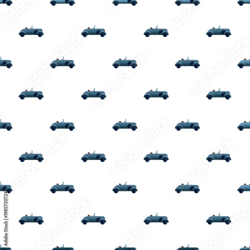 Blue retro cartoon vintage cars arranging an automobile pattern
