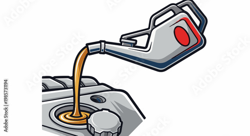 Pouring oil into an engine