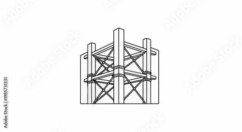 Isometric view of a robust steel structure with diagonal bracing