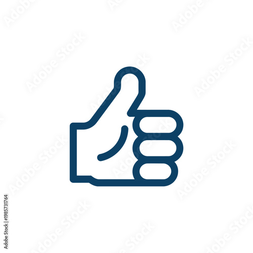 Simple blue line drawing of a hand giving a thumbs up gesture