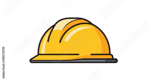 Bright Yellow Construction Helmet Illustration for Safety Awareness