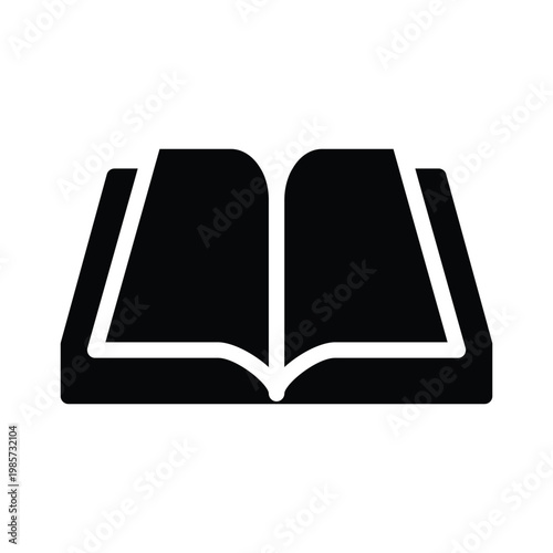 Open book page bottom angle solid icon vector design good for web or mobile app