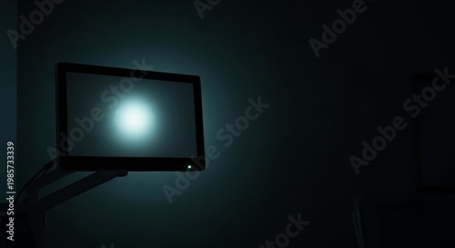 Dark Room with Illuminated Monitor Casting Soft Blue Light