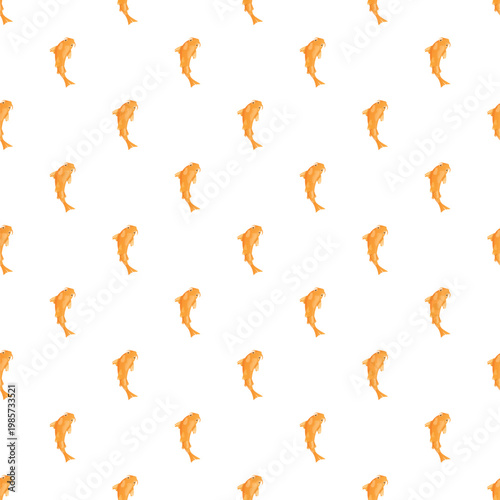 Orange koi fish swimming in a repeating seamless pattern on a clean white background
