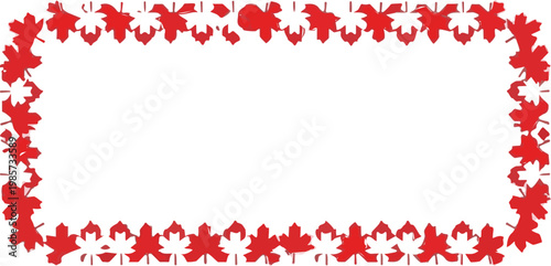 Red maple leaf rectangular frame with rounded corners creating a festive border for Canadian themed designs and celebrations.