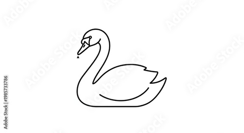 Elegant Line Art Illustration of a Swan with Minimalist Design