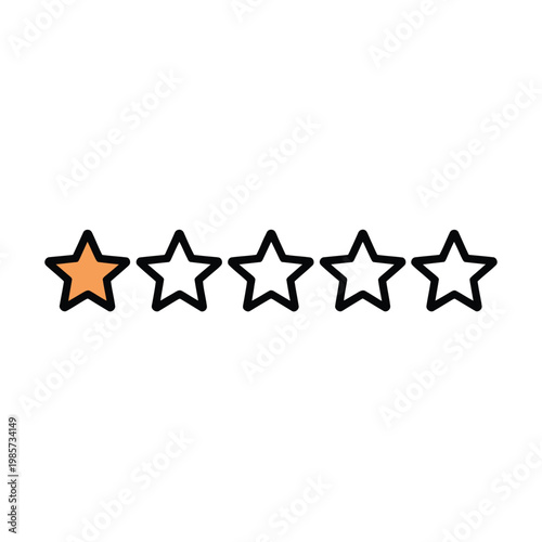Five star rating illustration with one filled star highlighted