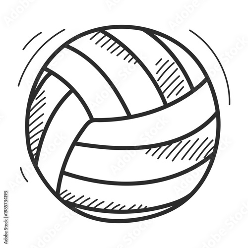 Volleyball doodle icon vector isolated. Hand-drawn illustration of a sport ball. Competition sport, outdoor exercise equipment.