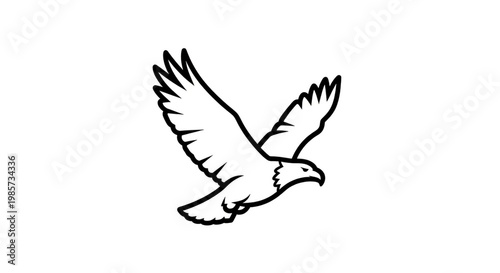 Flying Eagle Silhouette in Black and White Design for Graphics