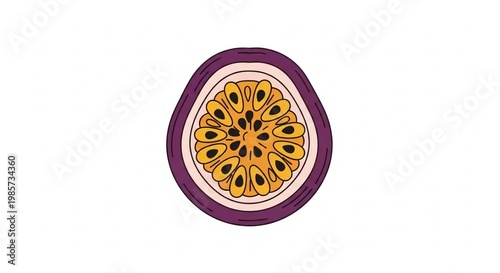Fresh and Vibrant Slice of Passion Fruit Isolated on White Background